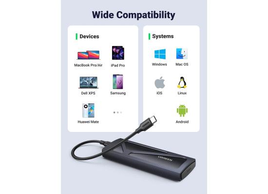 UGREEN M.2 NVMe SSD Enclosure – USB-C 10Gbps Aluminum Tool-Free Case